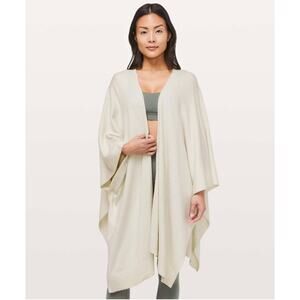 Lululemon Free To Coast Wrap Heathered Dove Grey ivory cream open cardigan